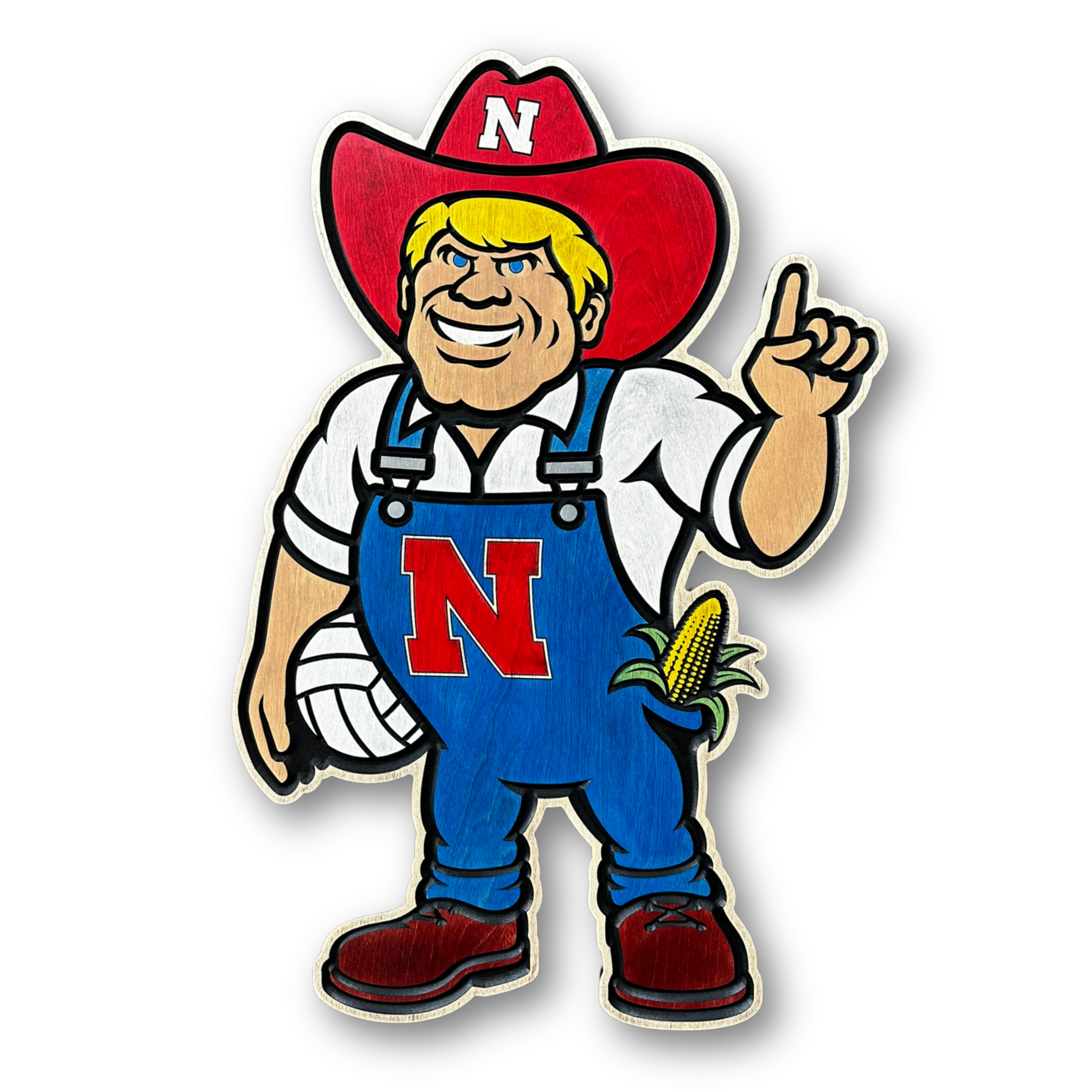 Herbie Husker Volleyball Wood Sign - Nebraska Cornhuskers Wall Art