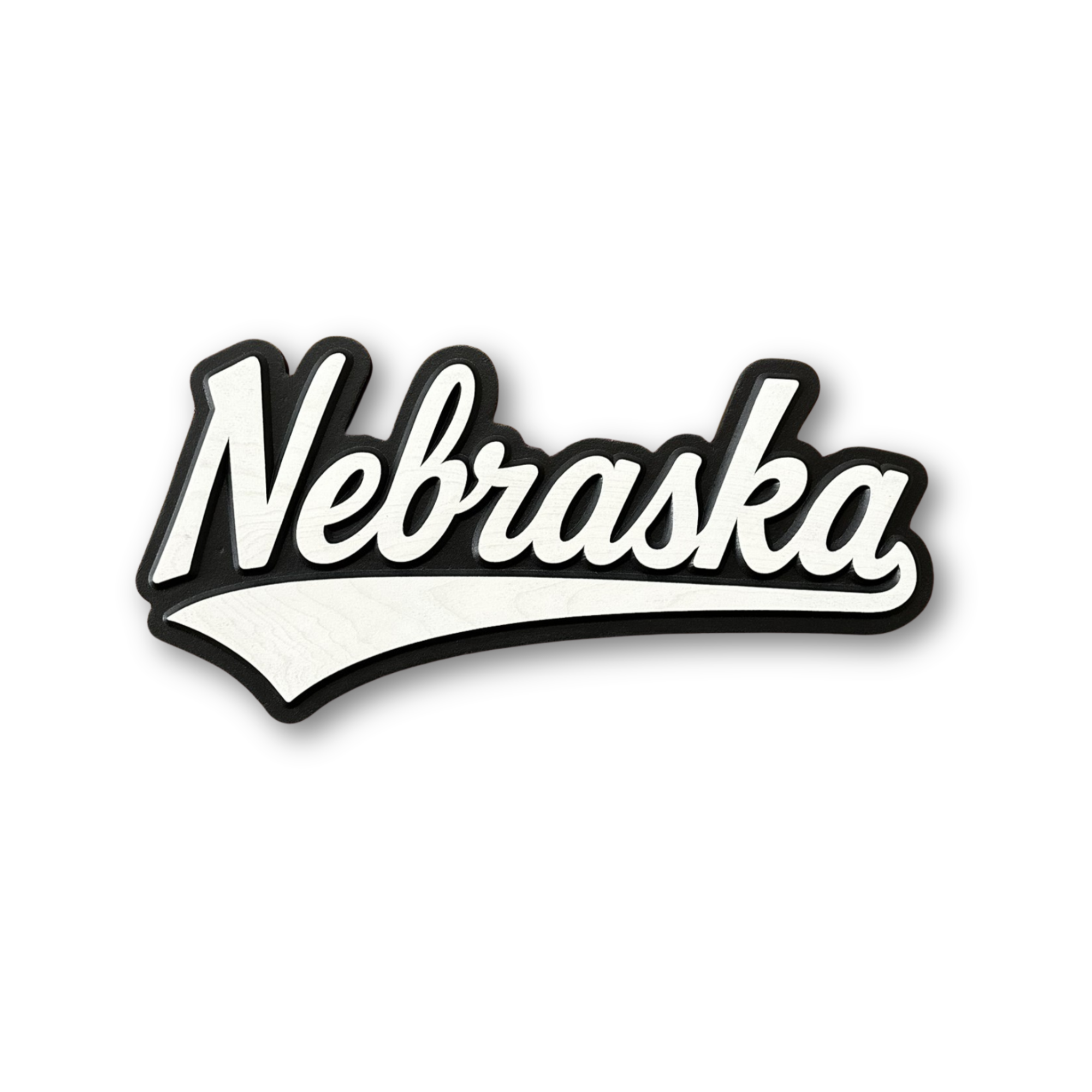 Nebraska text logo in black and white on a white background