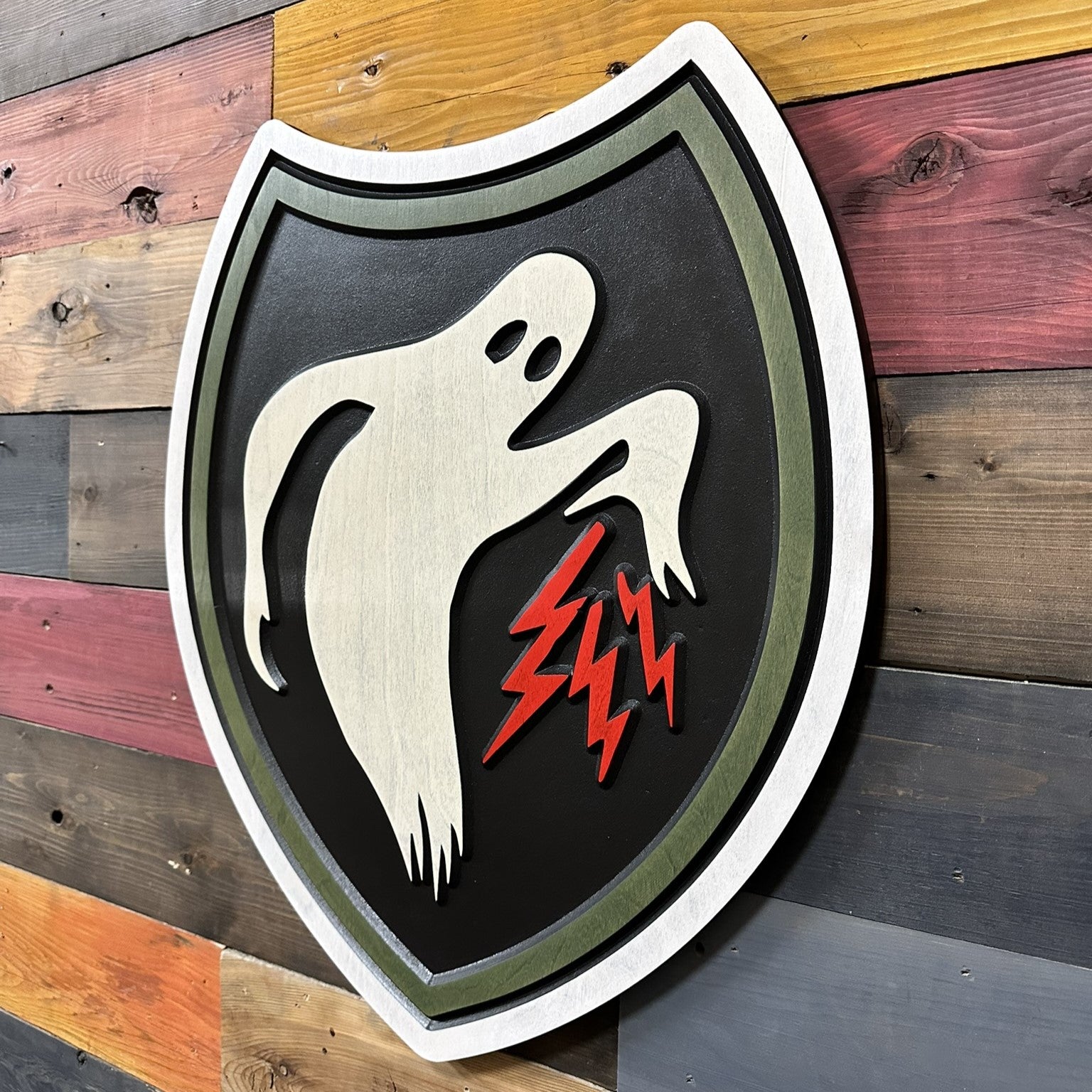 23rd Headquarters Special Troops Ghost Army carved wood wall sign mounted in home or office setting