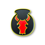 34th Infantry Division Red Bull Combat Service Identification Badge carved wood wall sign yellow and red version