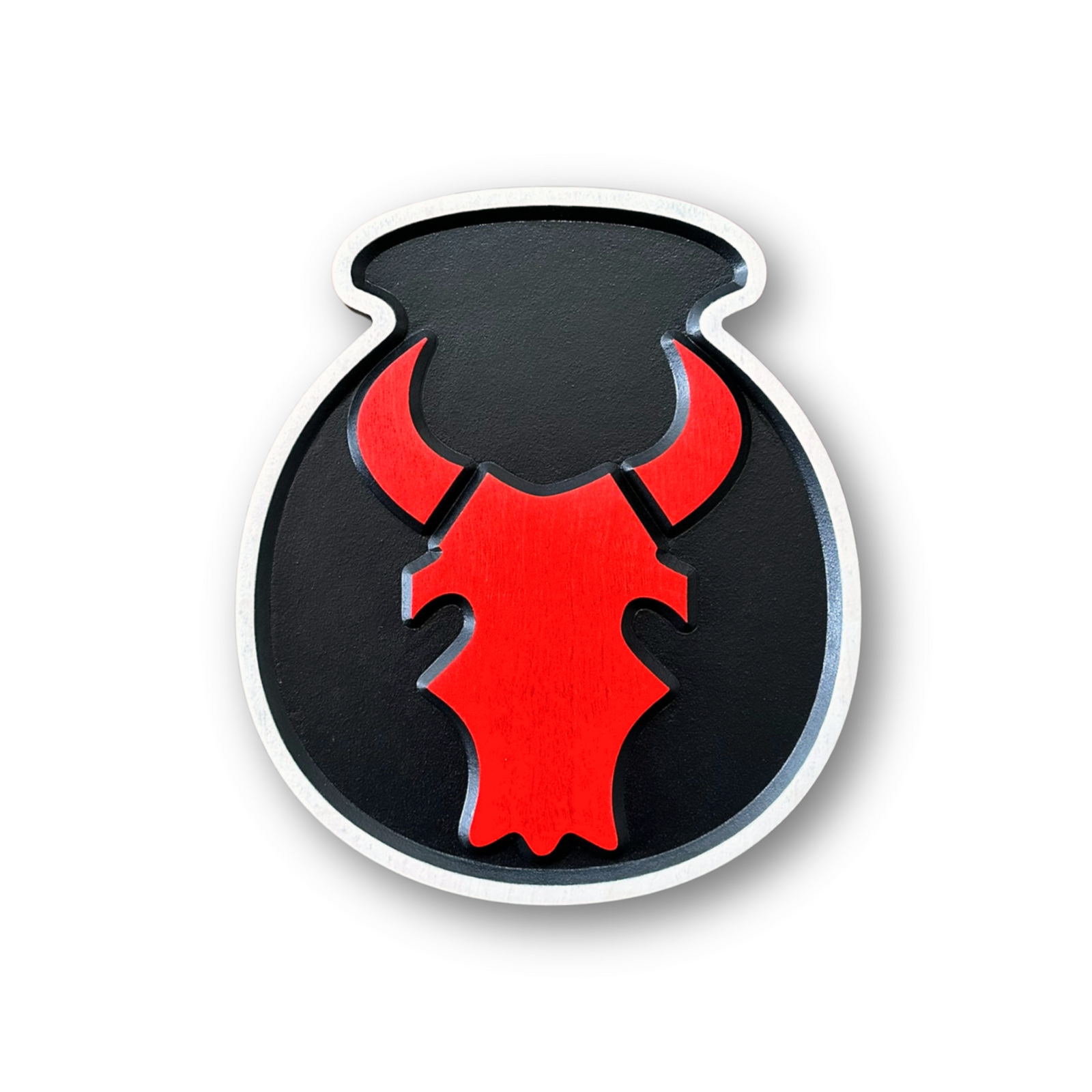 34th Infantry Division Red Bull Combat Service Identification Badge carved wood wall sign