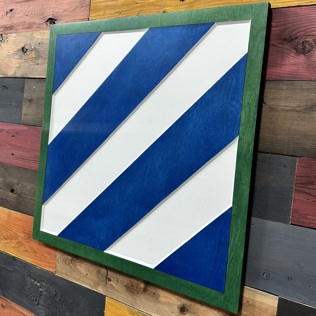 3rd Infantry Division carved wood wall sign mounted in home or office setting