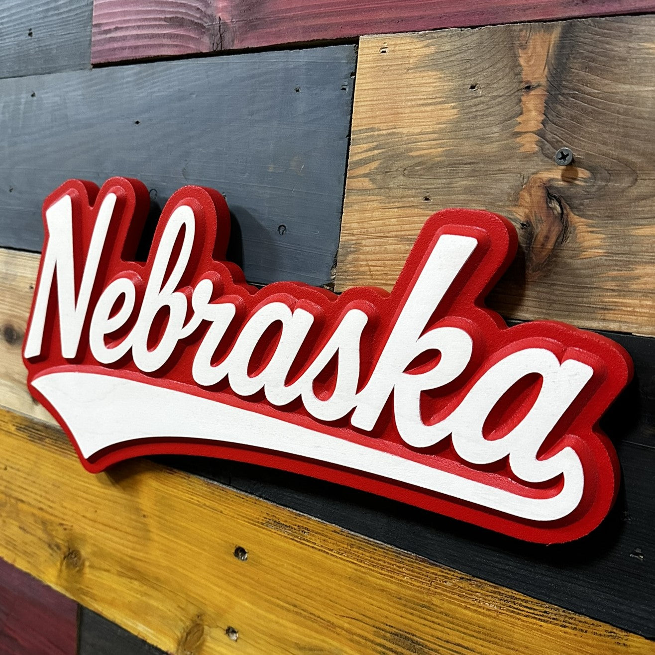 Nebraska Cornhuskers Jersey Font Wood Sign Sports Art