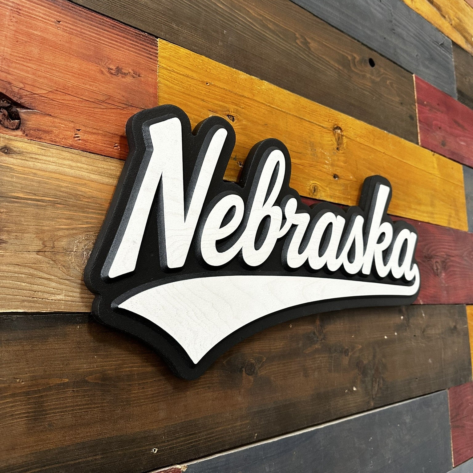Nebraska sign on a wooden background