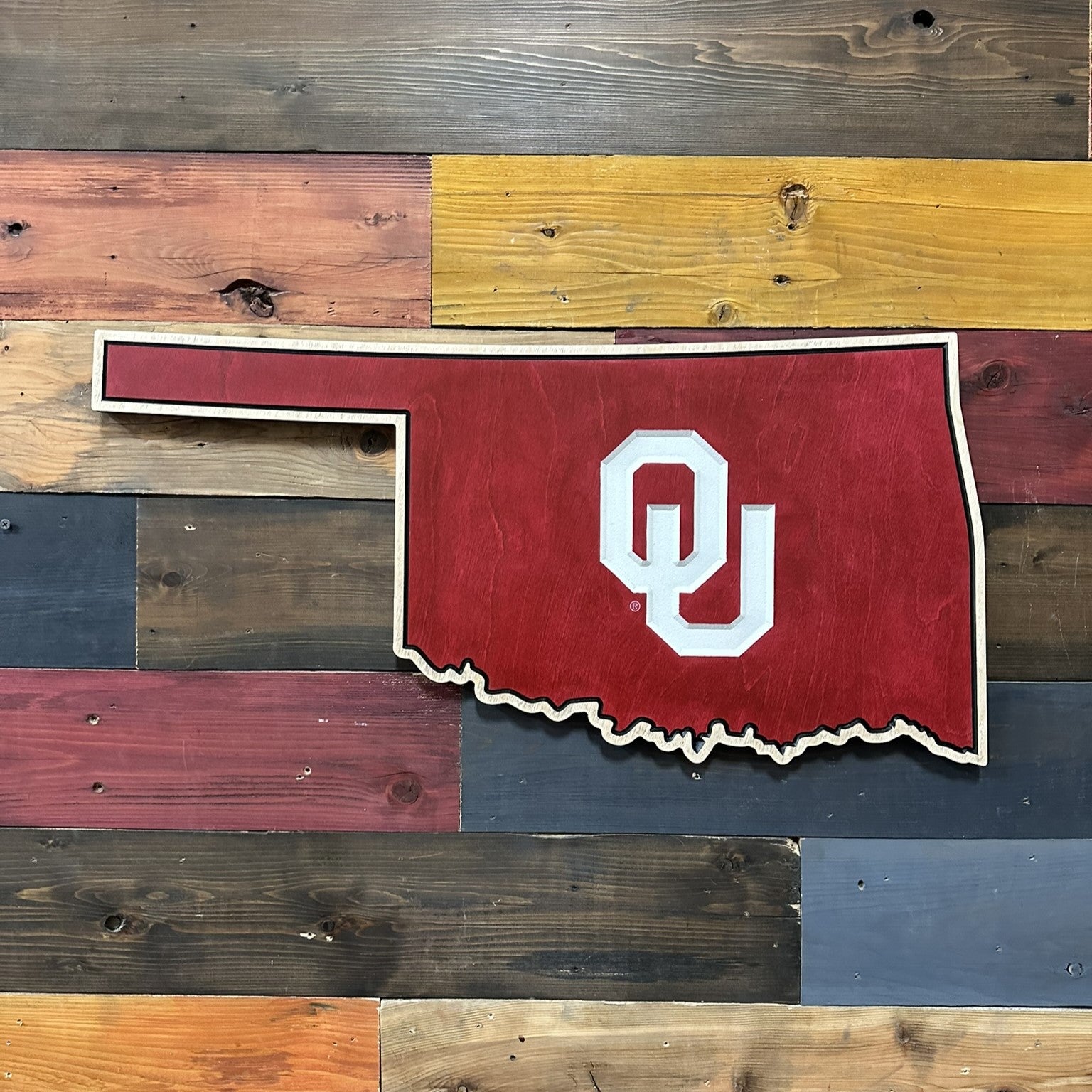 Officially Licensed Oklahoma Sooners State of Oklahoma Wood Sign