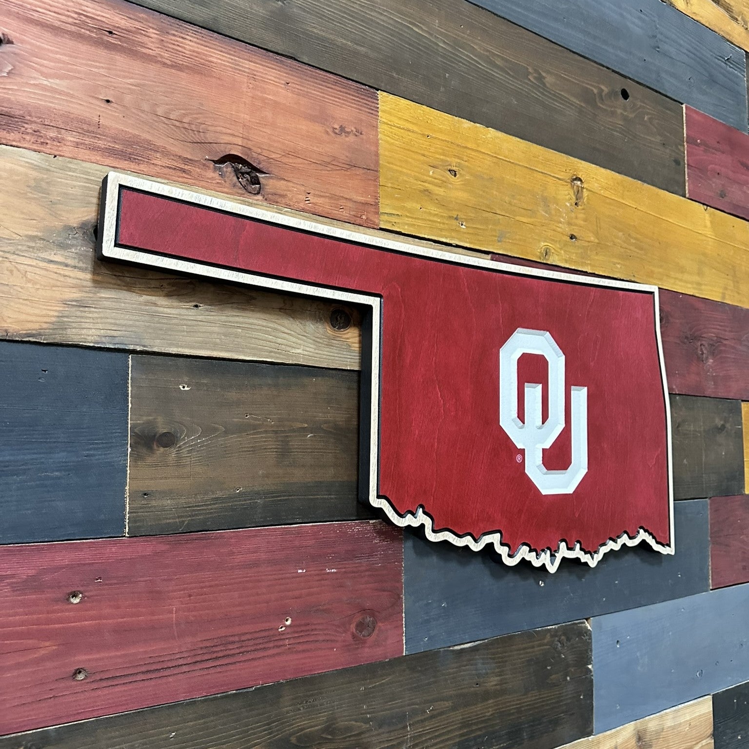 Officially Licensed Oklahoma Sooners State of Oklahoma Wood Sign