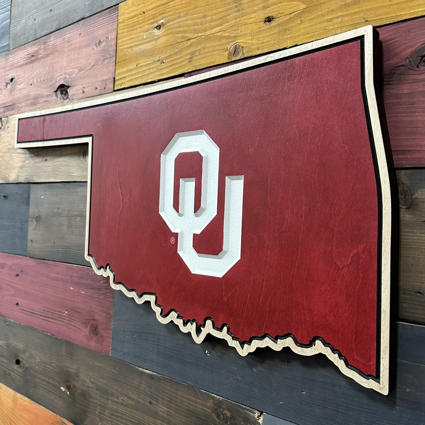 Officially Licensed Oklahoma Sooners State of Oklahoma Wood Sign