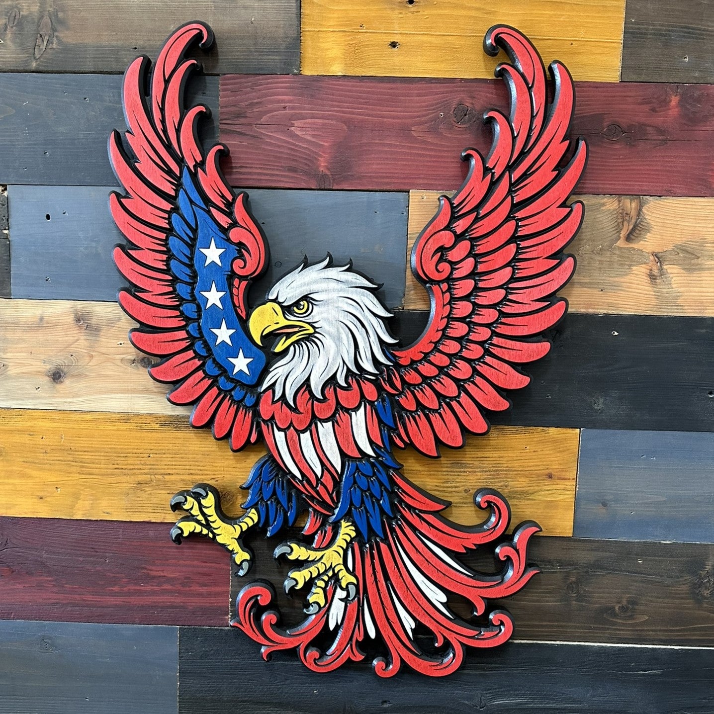 Patriotic American Eagle Wood Sign Made in USA