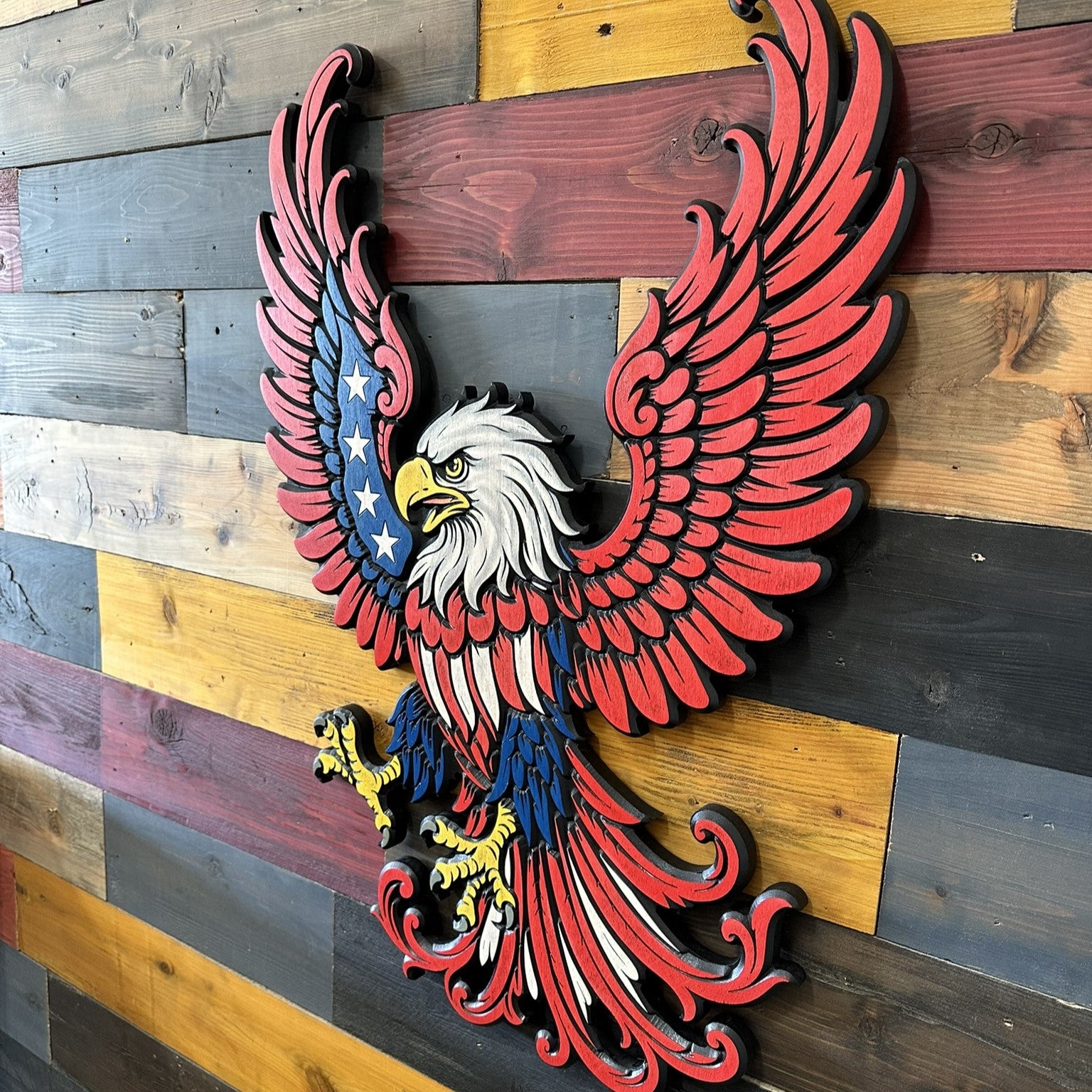 Patriotic American Eagle Wood Sign Made in USA