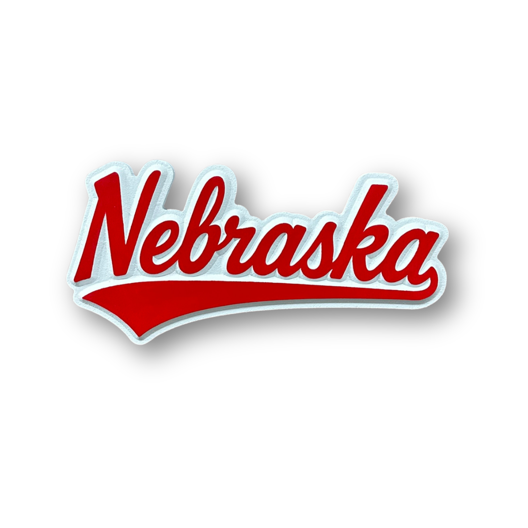 Nebraska logo in red and white on a white background