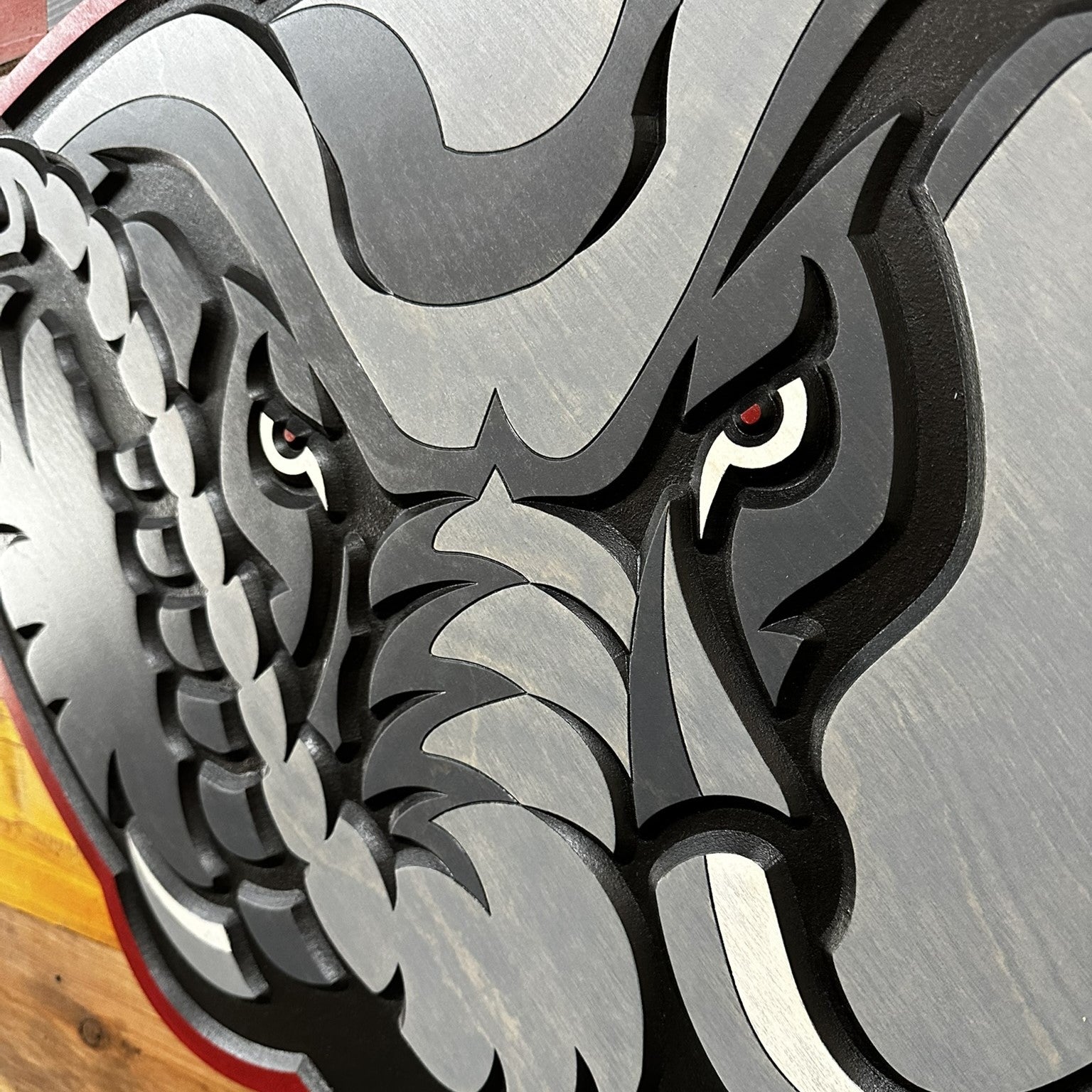 Side profile of Alabama Big Al elephant head wall art