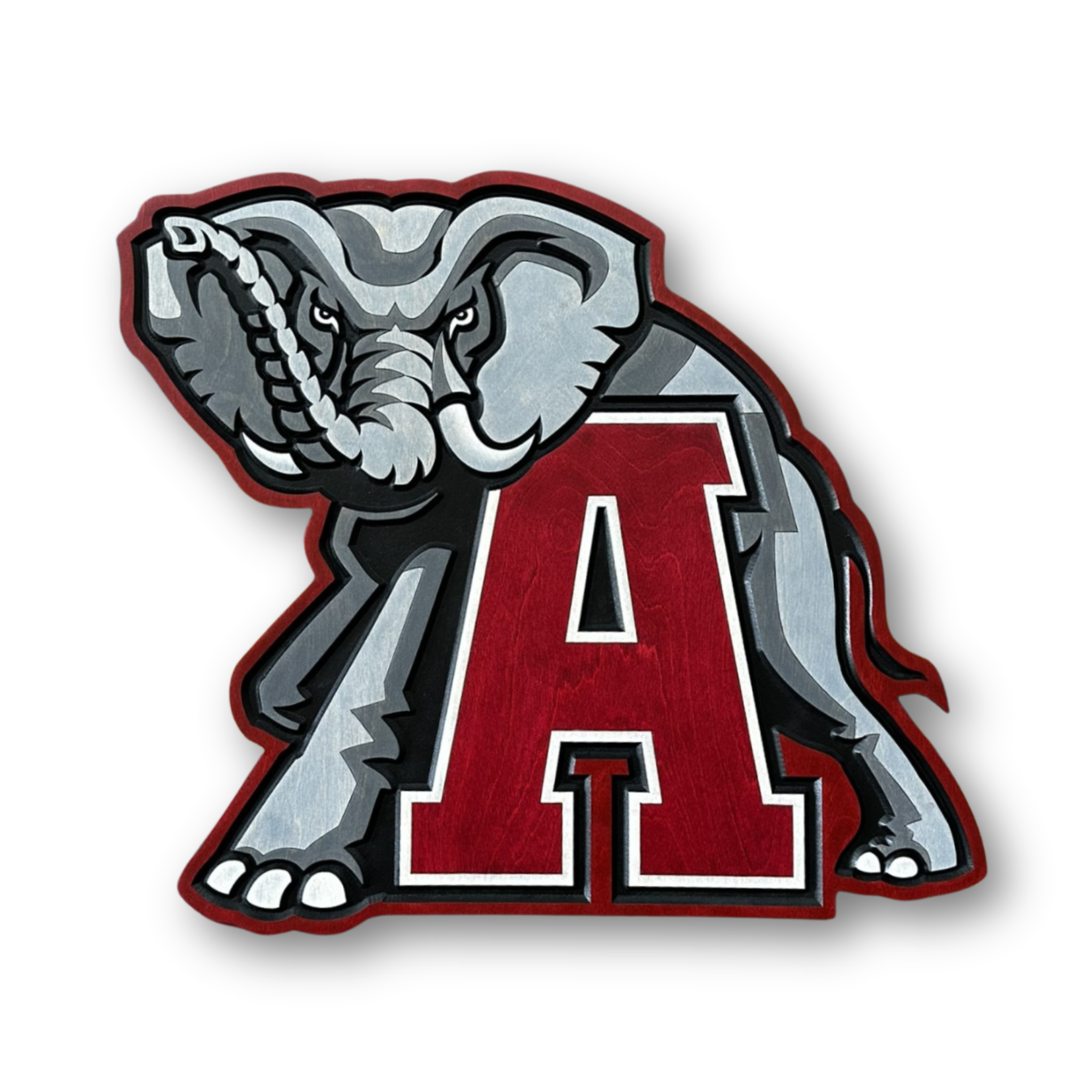 Alabama Crimson A elephant wood sign front view