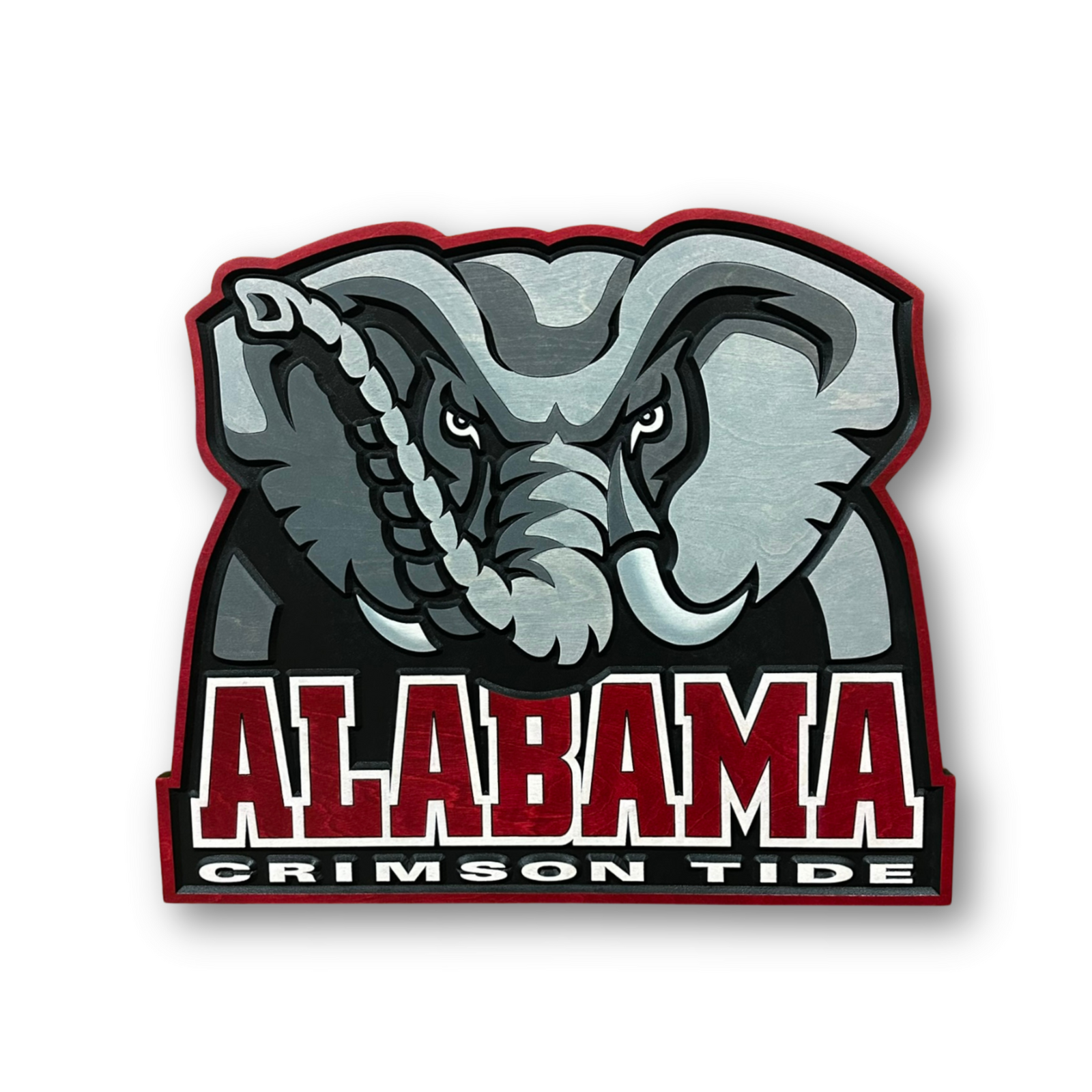 Alabama Crimson Tide elephant head logo wood sign front view