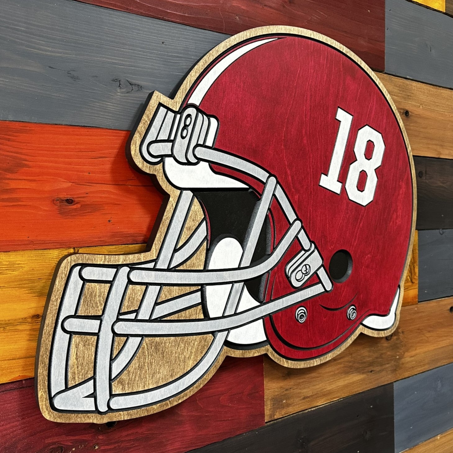 Alabama Crimson Tide helmet wood sign wall display