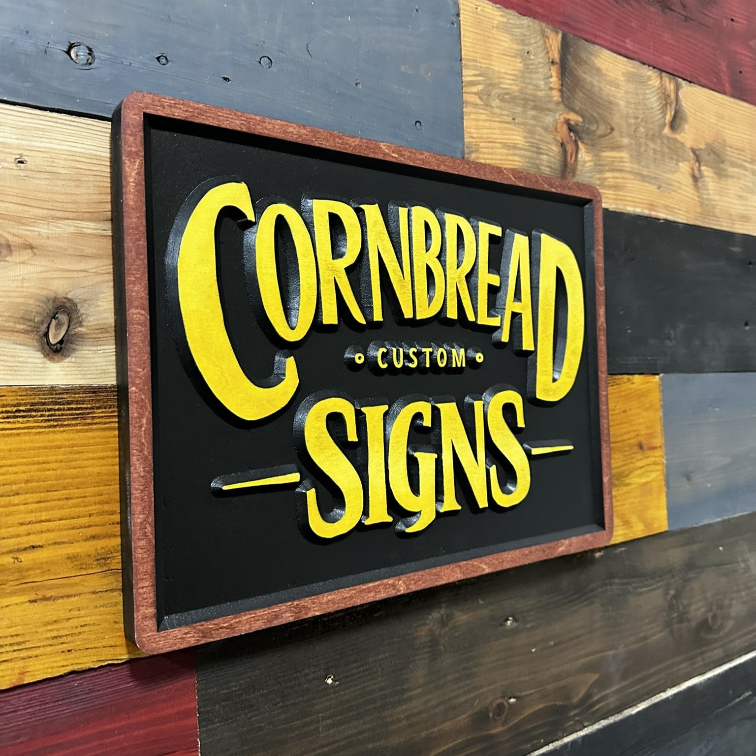 Retro Cornbread Custom Signs handcrafted wood sign for garage workshop or office