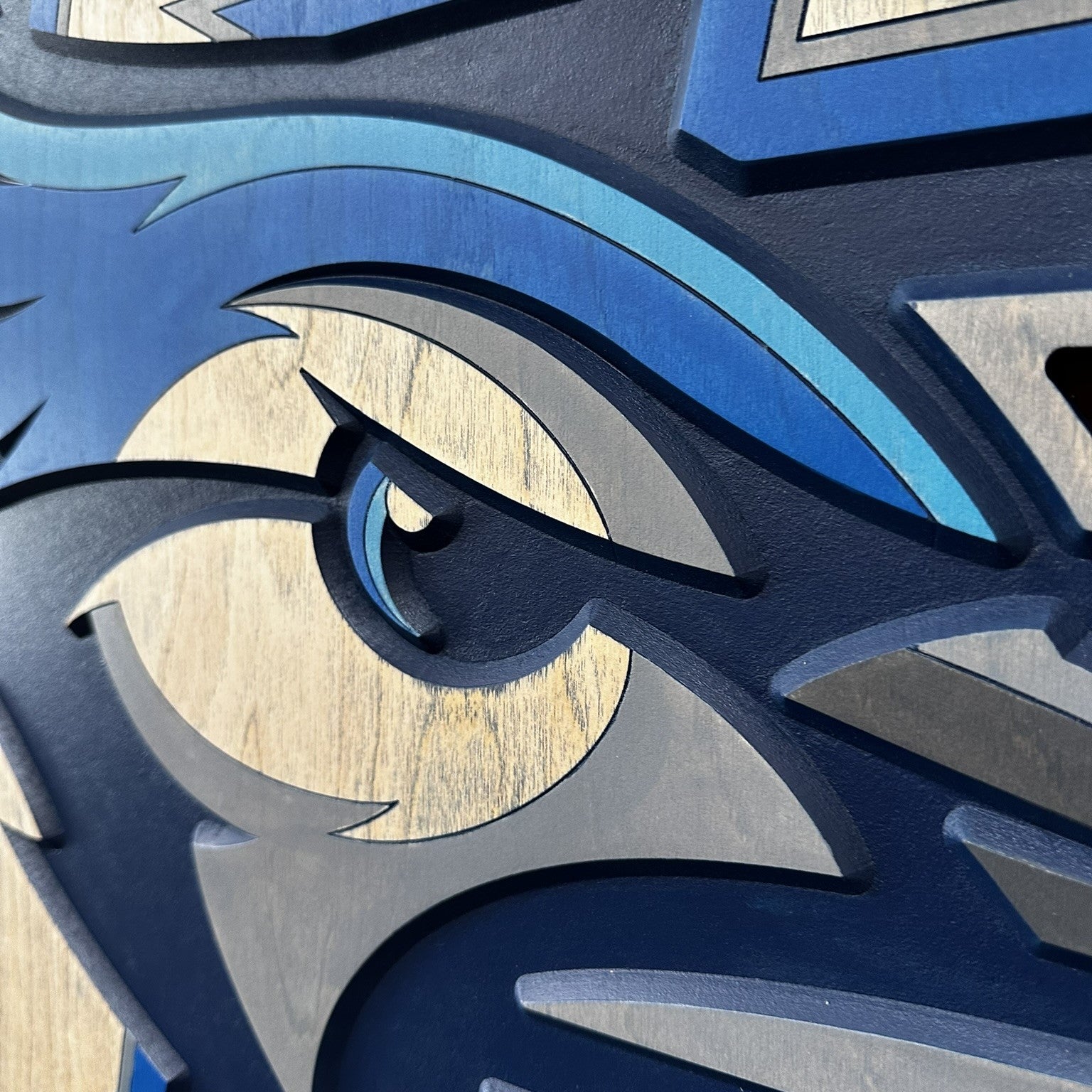 Creighton Bluejays 3D wood wall sign displayed on wall