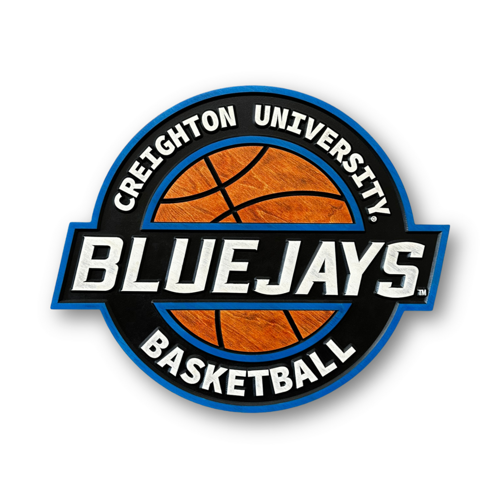 Creighton Bluejays basketball wood sign front view