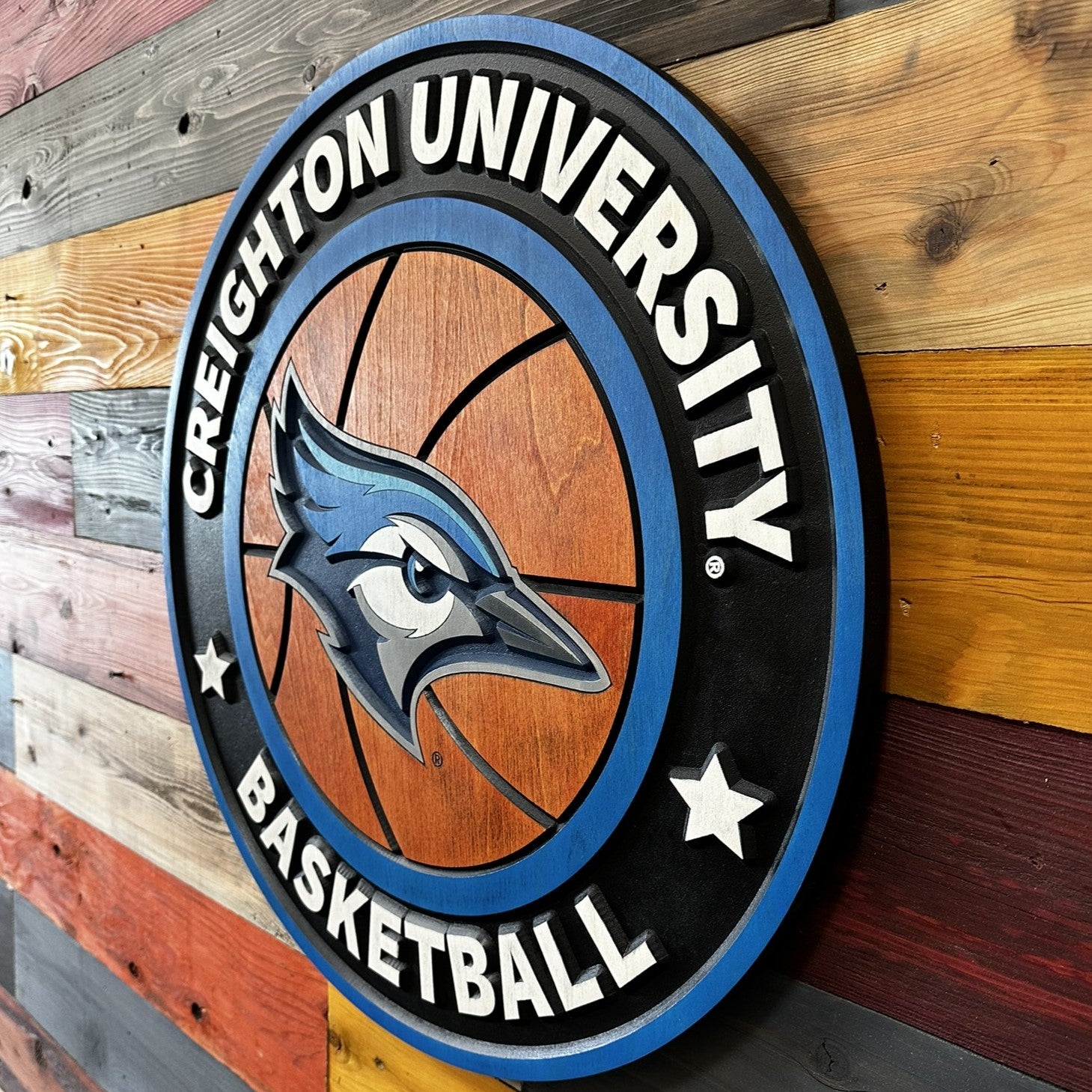 Creighton Bluejays Billy basketball wall sign displayed on wall