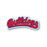 Fresno State Bulldogs 3D carved wood sign featuring the red Bulldogs script logo with blue and white accents