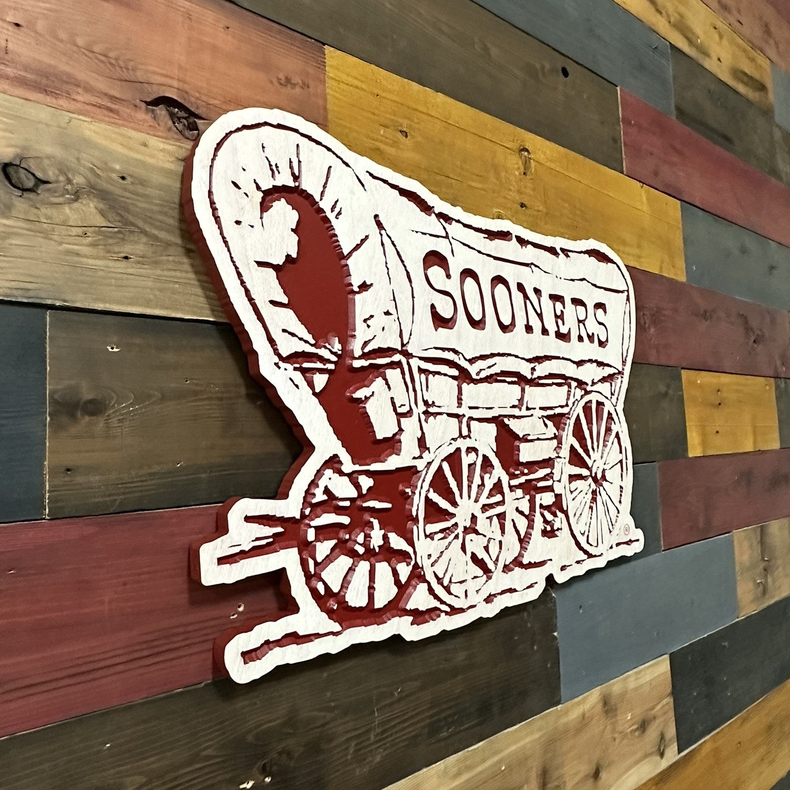 Premium handcrafted Oklahoma Sooners wood sign made in Nebraska for OU fans and alumni