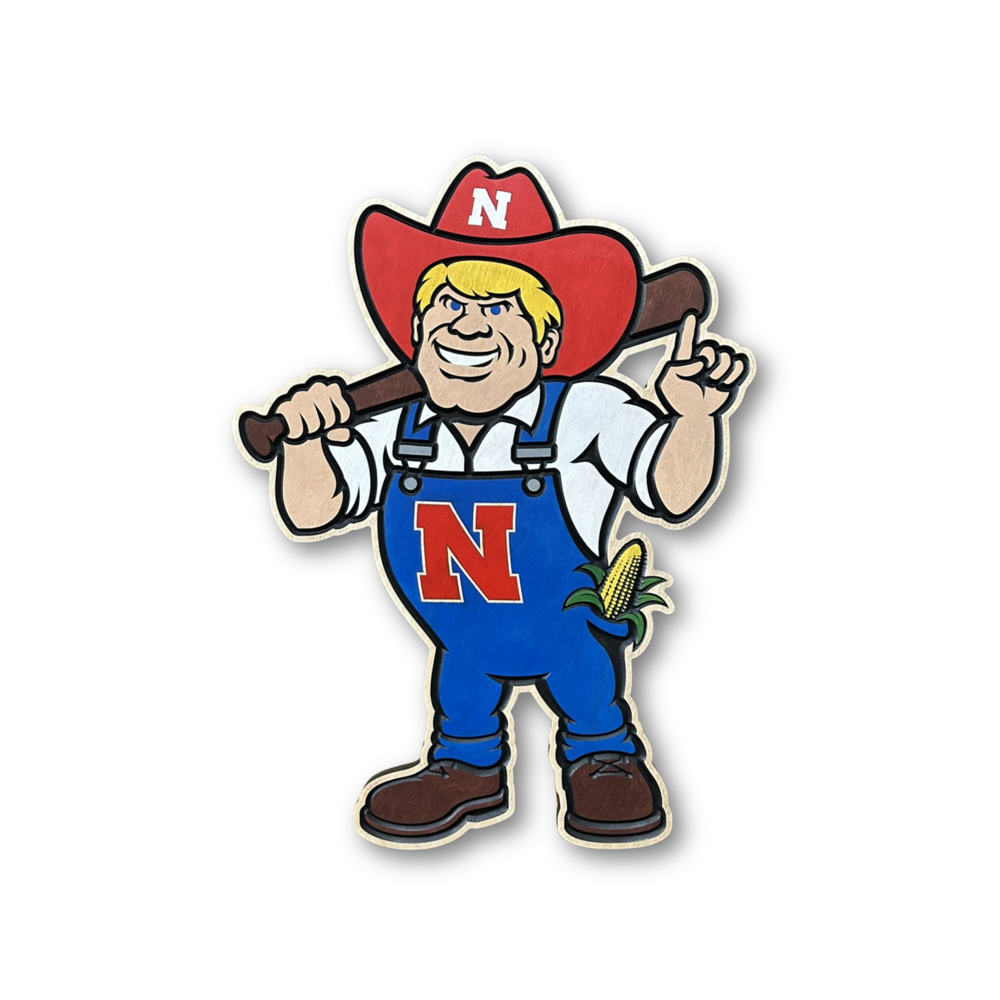 Herbie Husker baseball wood sign Nebraska Cornhuskers wall art on white background
