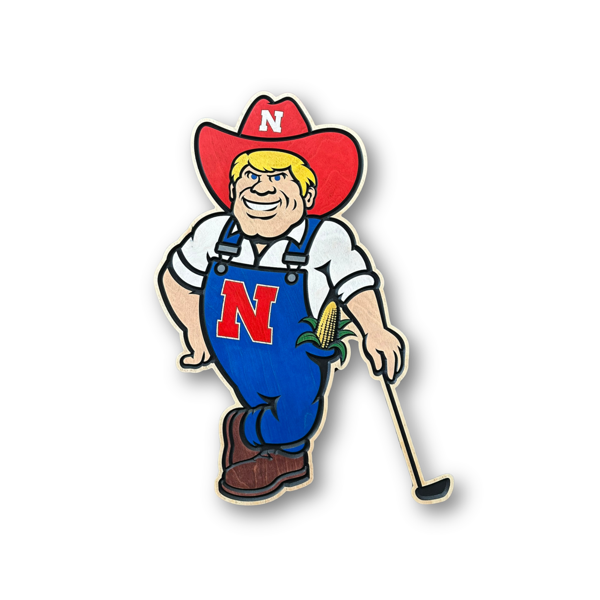 Officially licensed Herbie Husker golf wood sign handcrafted and hand painted in Nebraska