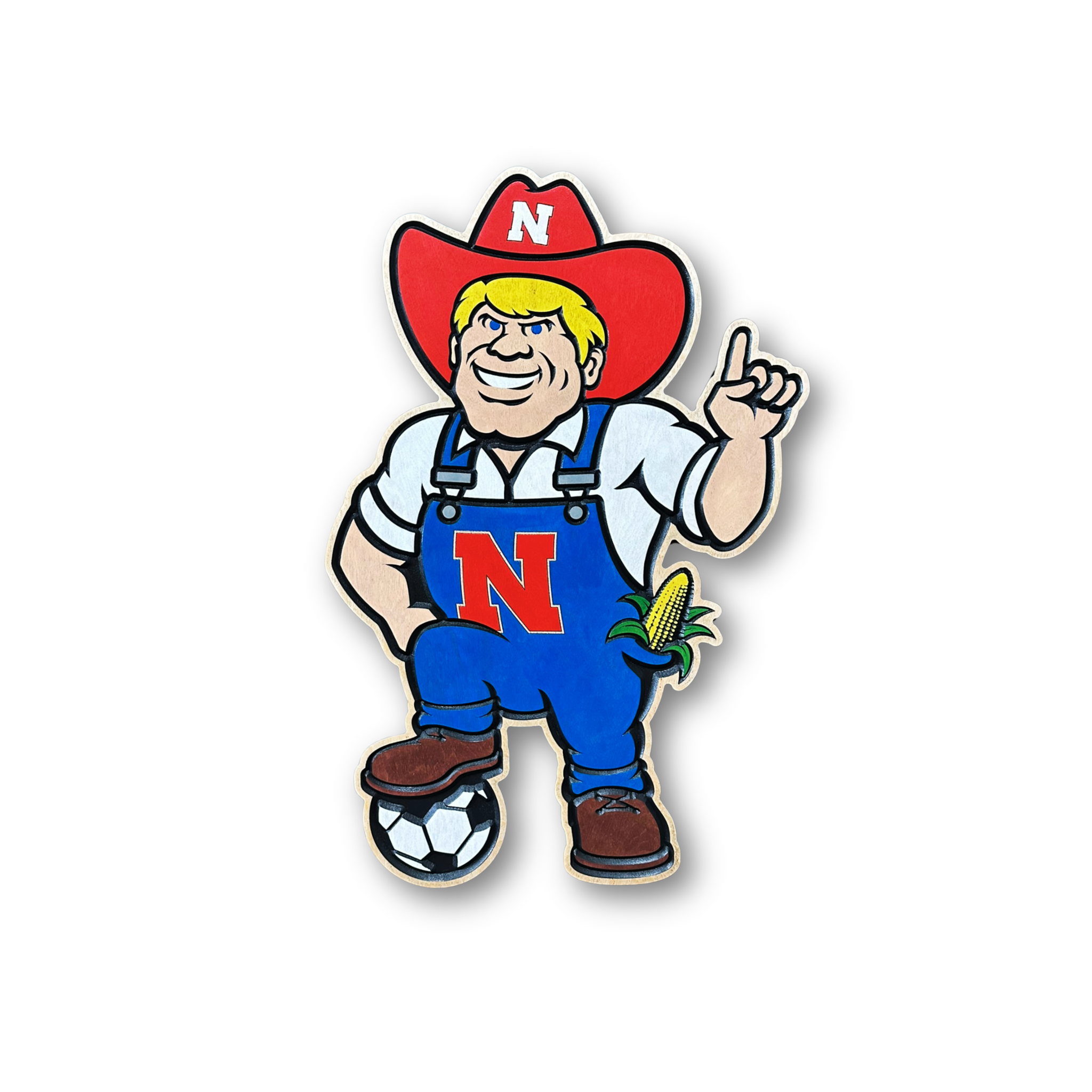 Herbie Husker soccer wood sign Nebraska Cornhuskers wall art on white background