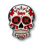 Huskers sugar skull wood sign front view