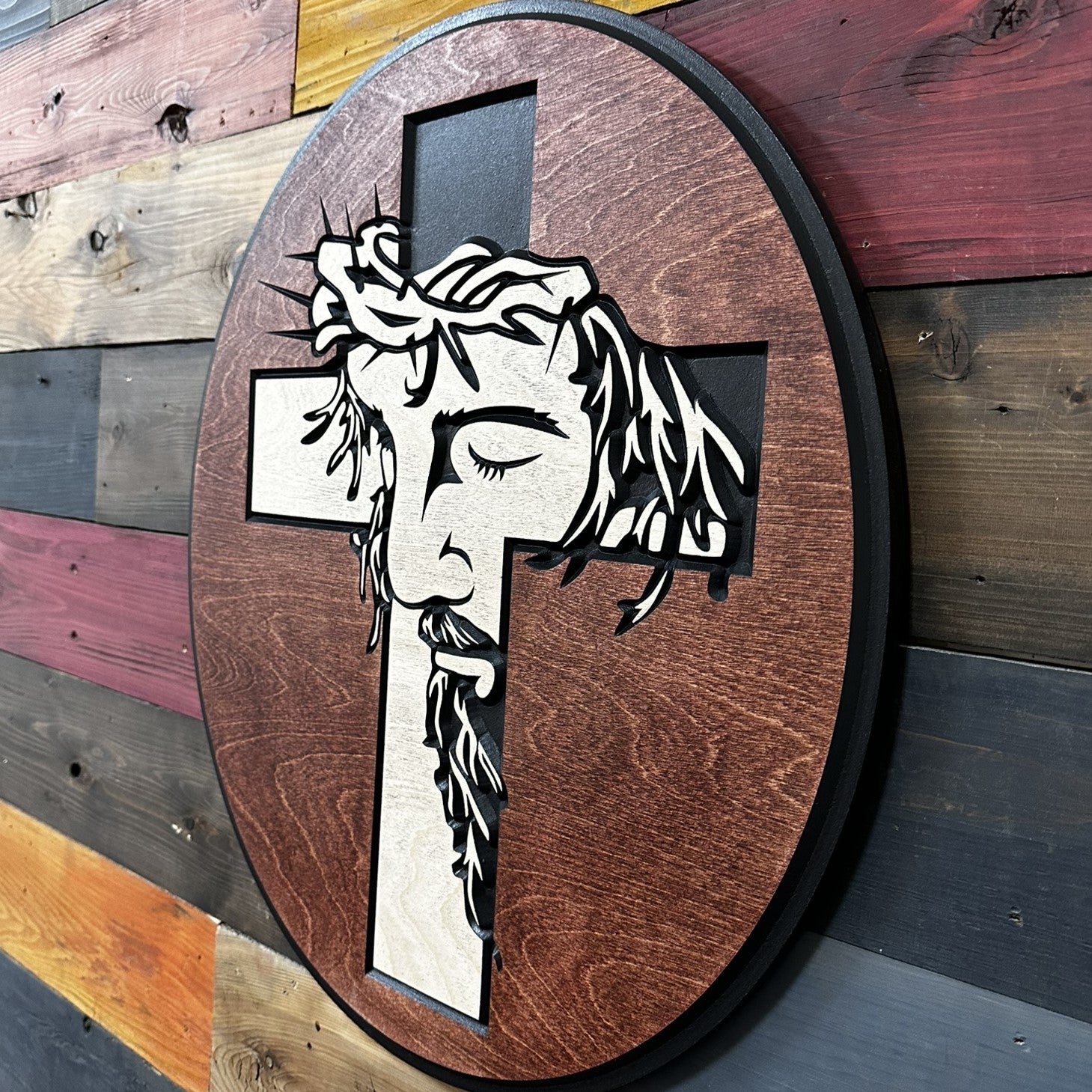 Jesus Christ cross wall sign from the Cornbread Custom Signs Heritage Collection