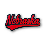 Nebraska Cornhuskers jersey font wood sign front view