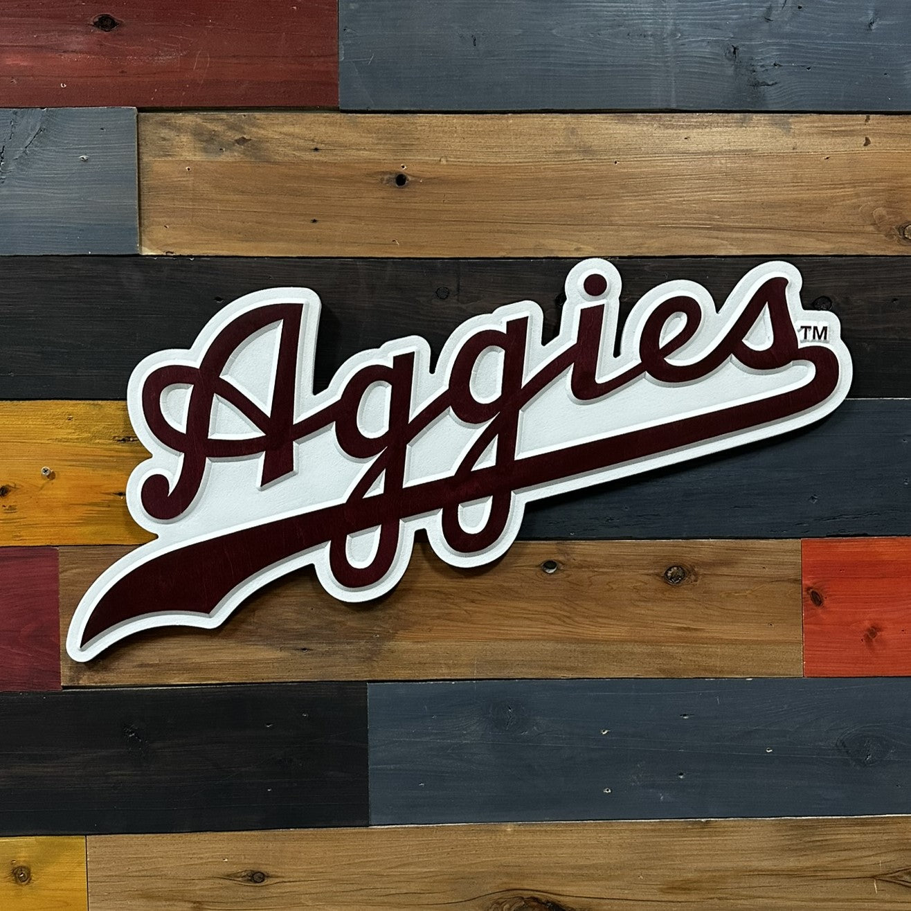 Officially licensed Texas A&M Aggies Script Wood Sign for Aggies fans
