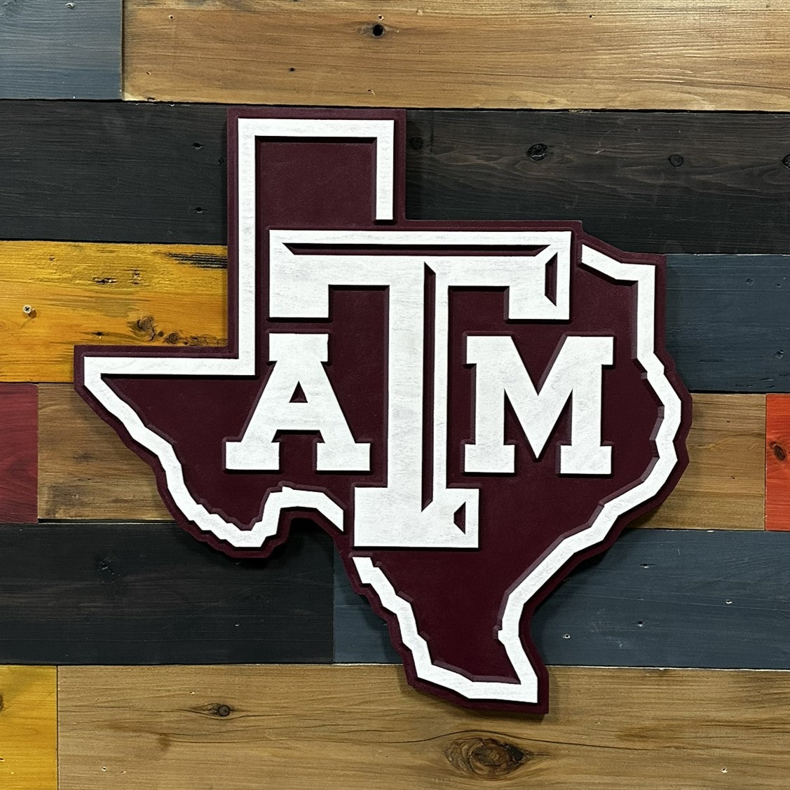 Officially licensed Texas A&M Aggies Texas State Logo Wood Sign