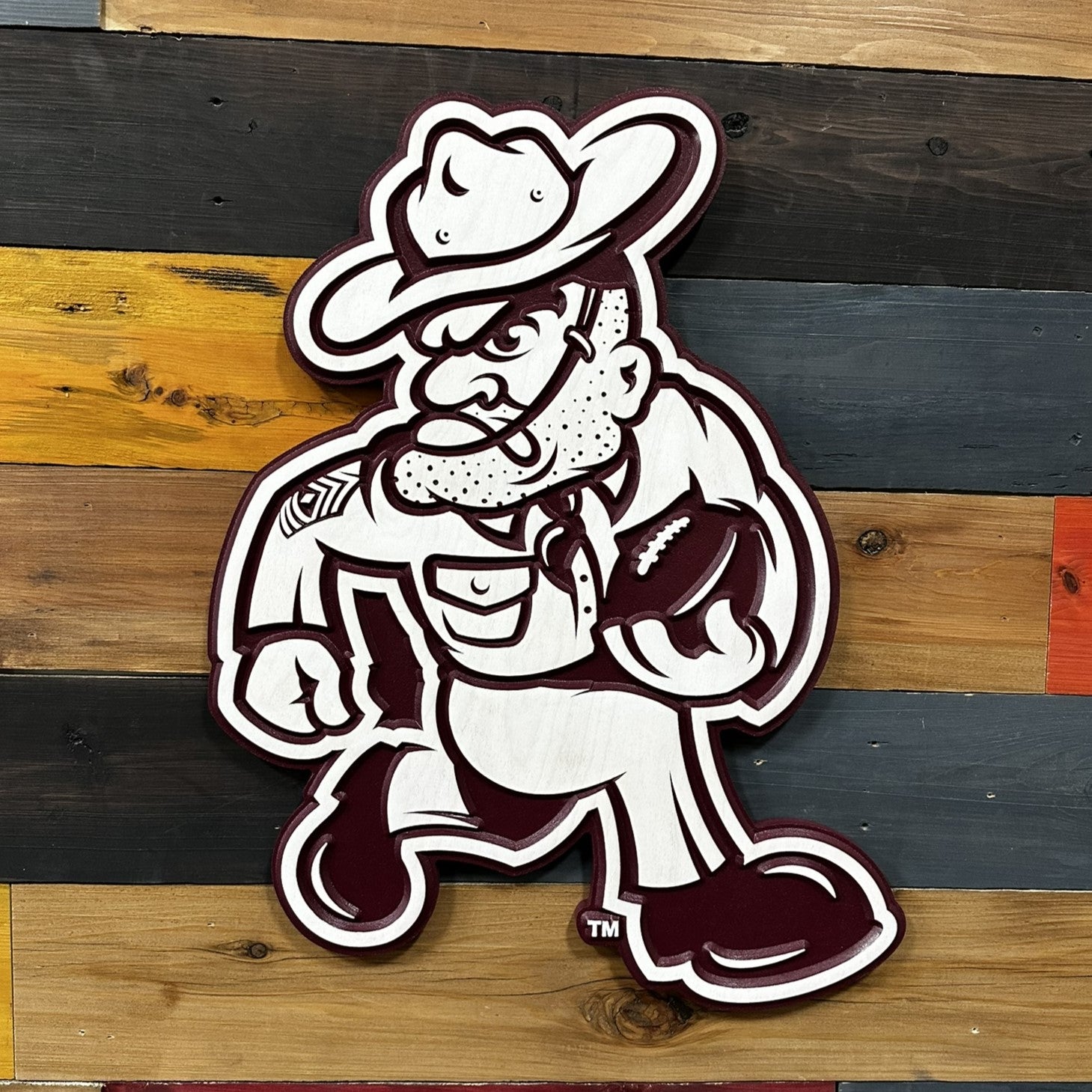 Officially licensed Texas A&M Aggies Ol' Sarge Mascot Wood Sign for Aggies fans