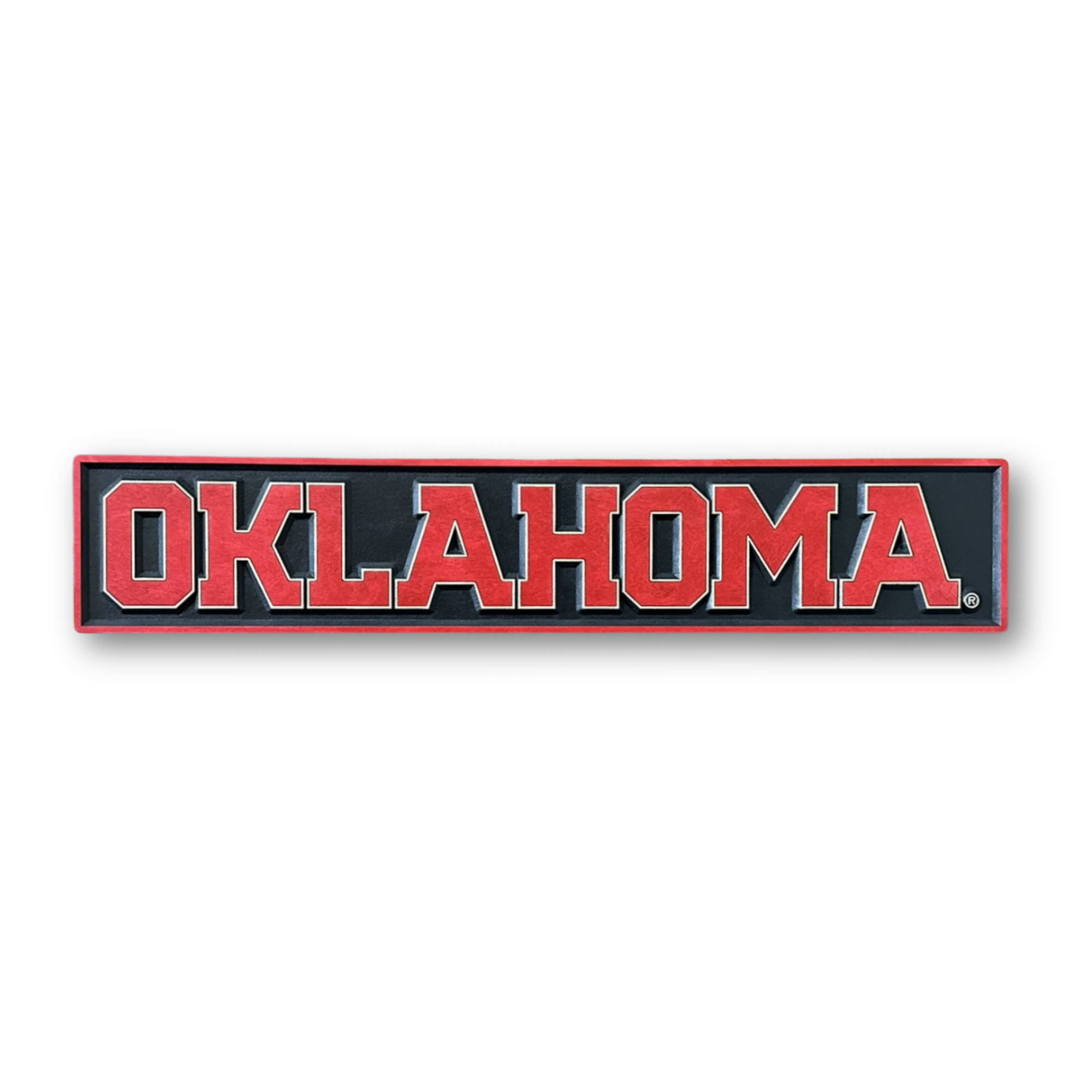Oklahoma Sooners Oklahoma wood sign on white background