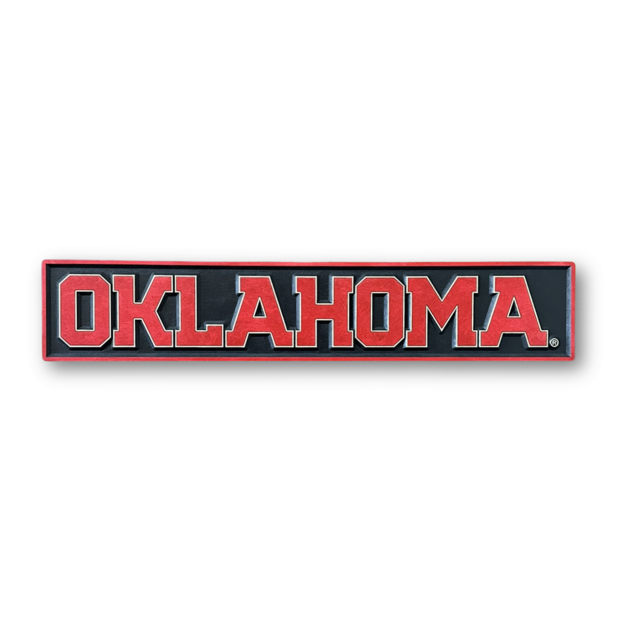 Oklahoma Sooners Oklahoma wood sign on white background
