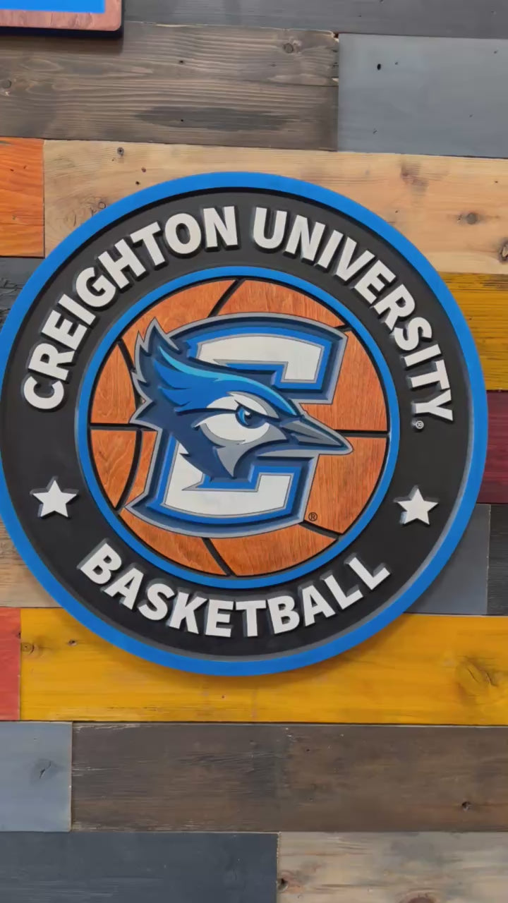 Video of Creighton Bluejays basketball wall sign