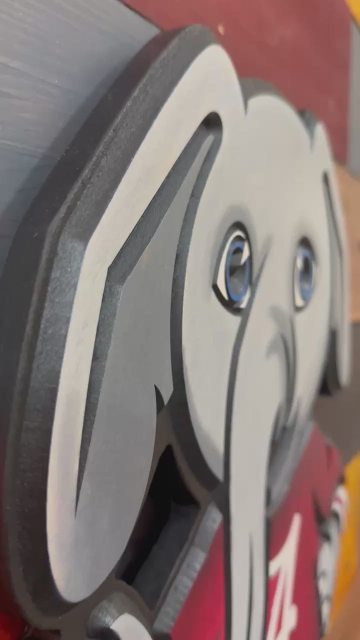 Video of Big Al Alabama mascot wood sign
