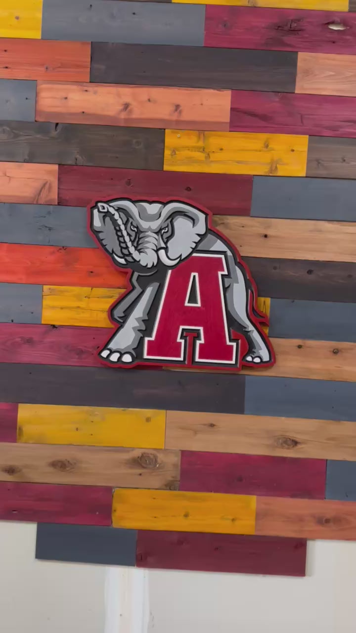 Alabama Crimson A elephant wood sign