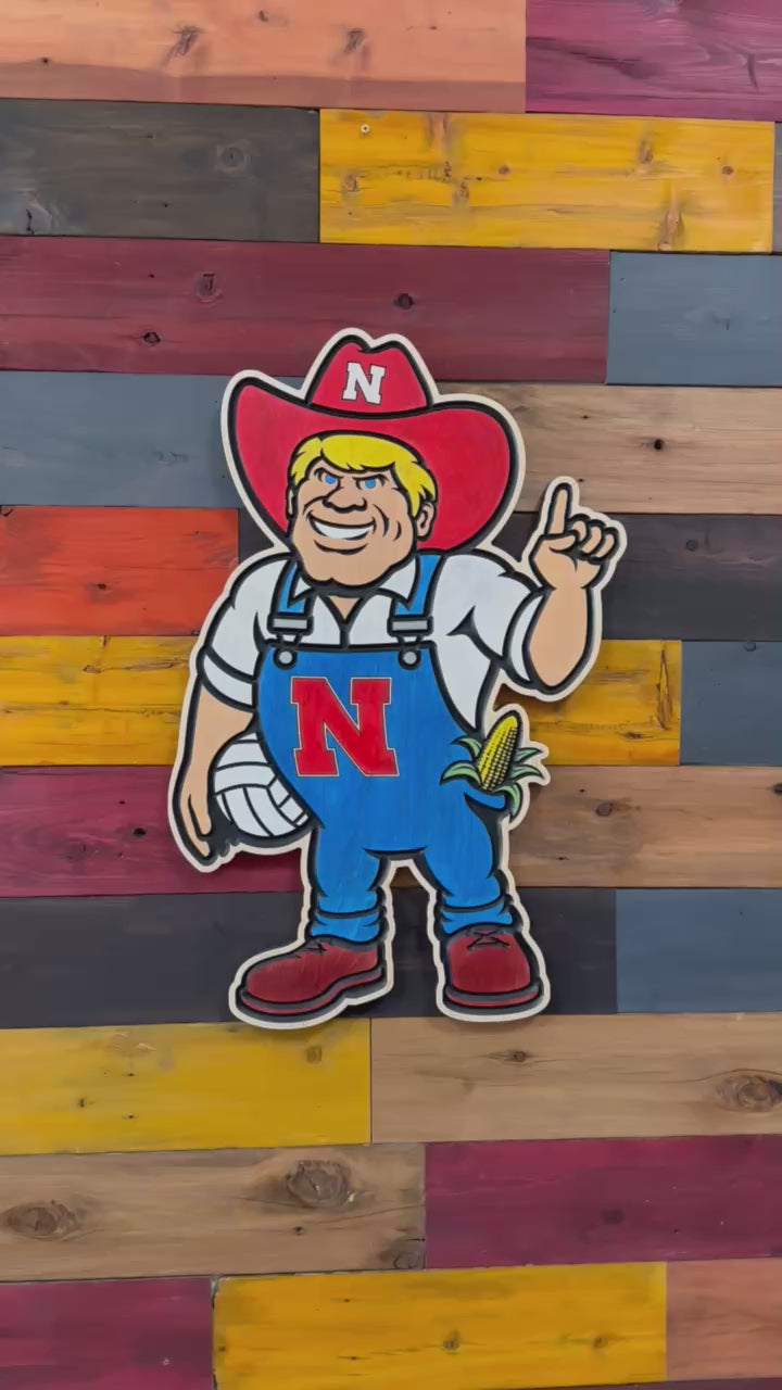 Video of Herbie Husker volleyball wood wall art