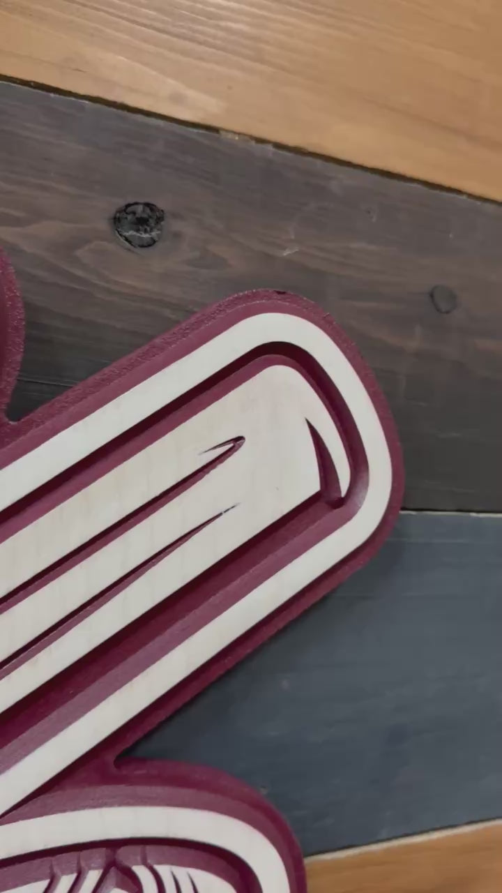 Video showcasing a handcrafted Texas A&M Aggies Ol' Sarge Baseball Mascot Wood Sign