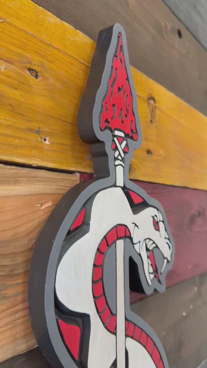 United States Army sniper course snake emblem carved wood sign made by Cornbread Custom Signs