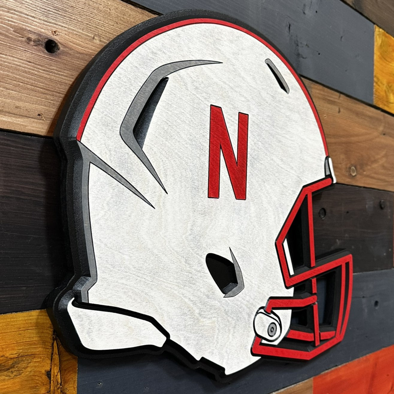 Video of Nebraska helmet wood sign