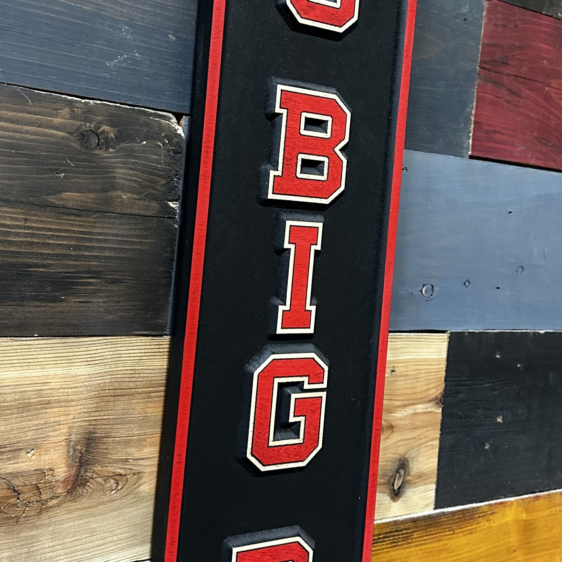 Video of Go Big Red Husker sports wood sign