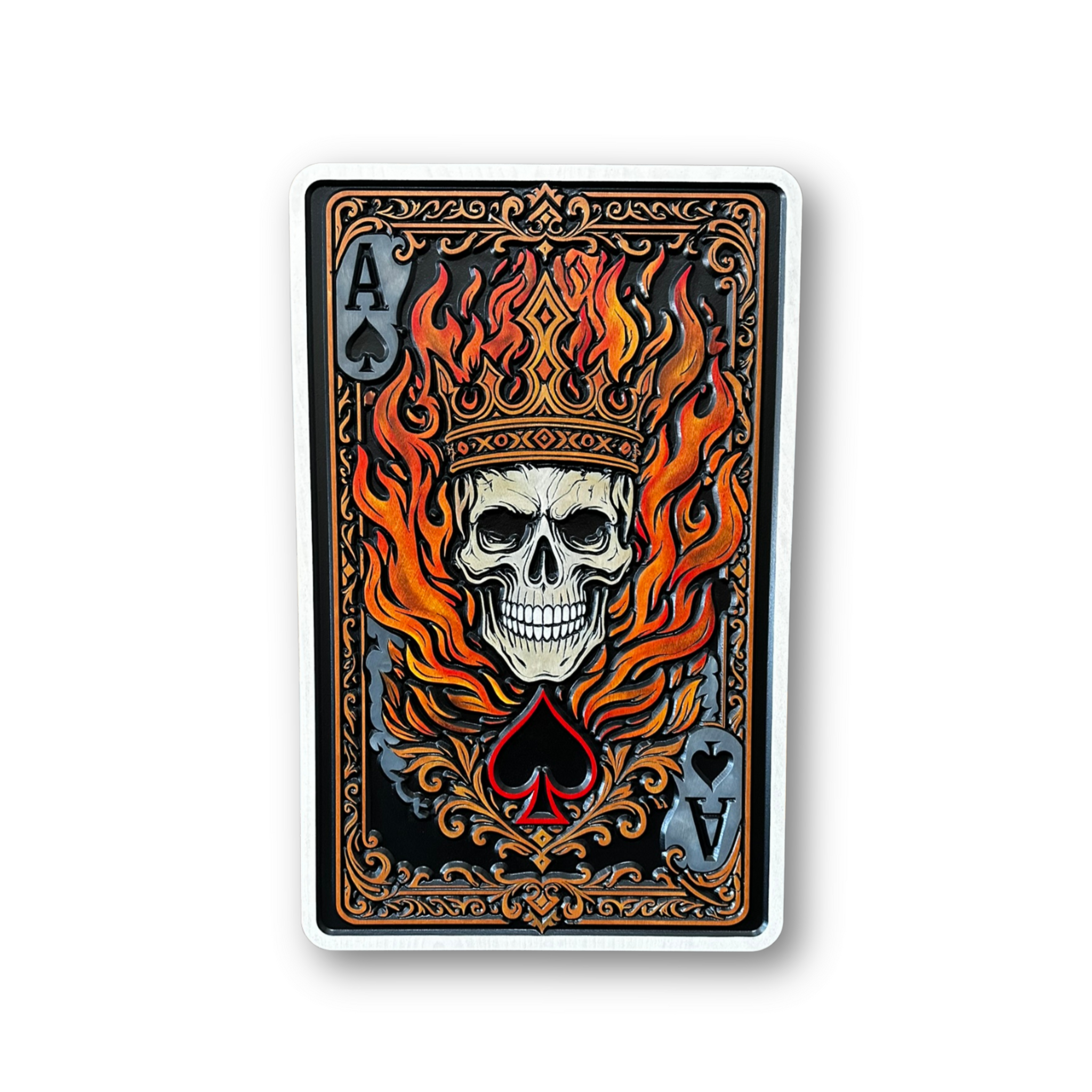 Handcrafted Ace of Spades skull playing card wood sign from the Heritage Collection