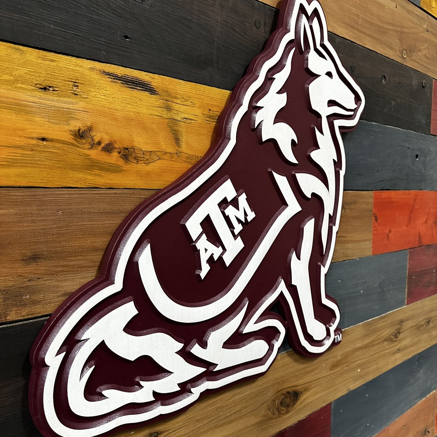 texas A&M Reveille Mascot wood wall decor for fan caves 