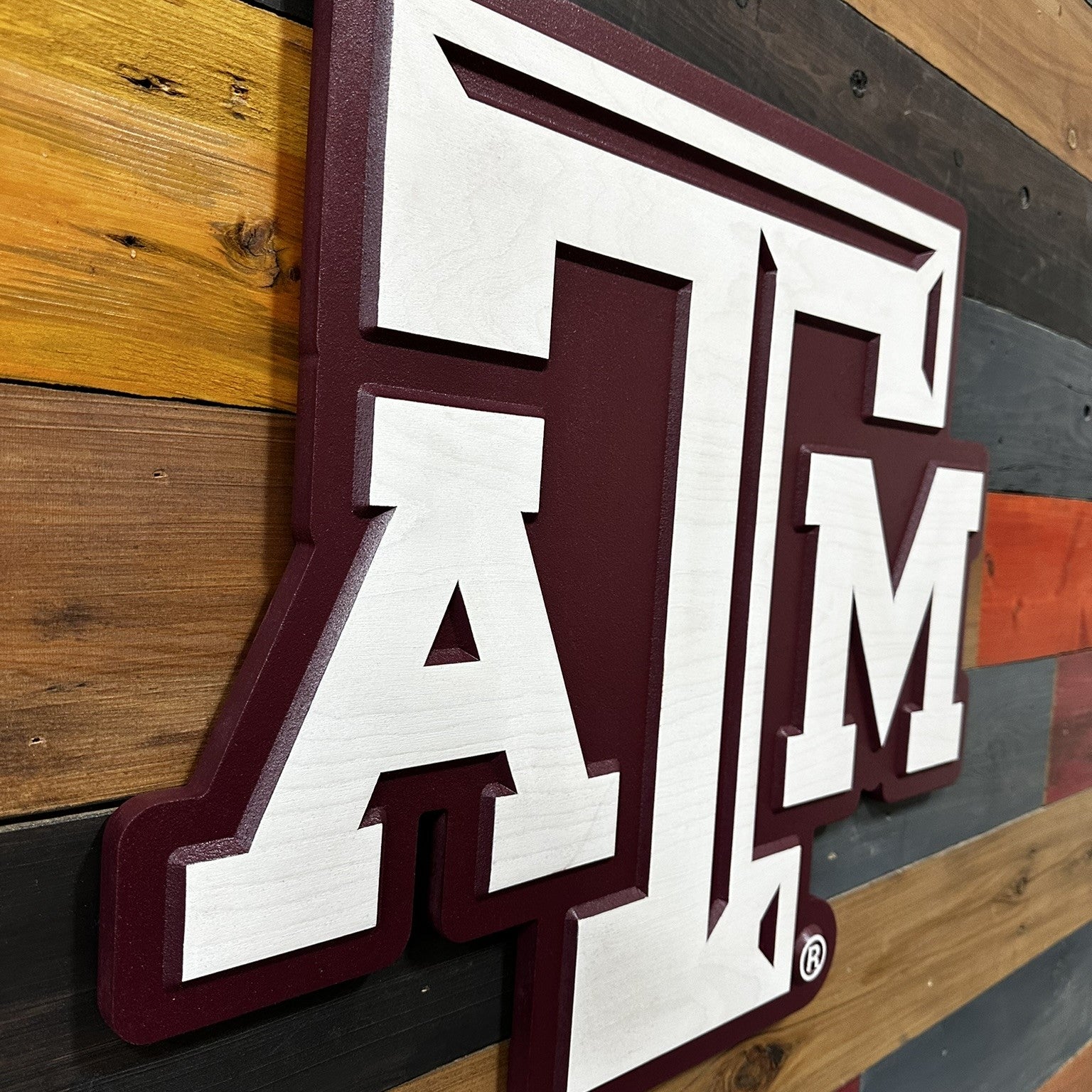 Texas A&M Aggies ATM Logo wood wall decor for fan caves offices and game rooms