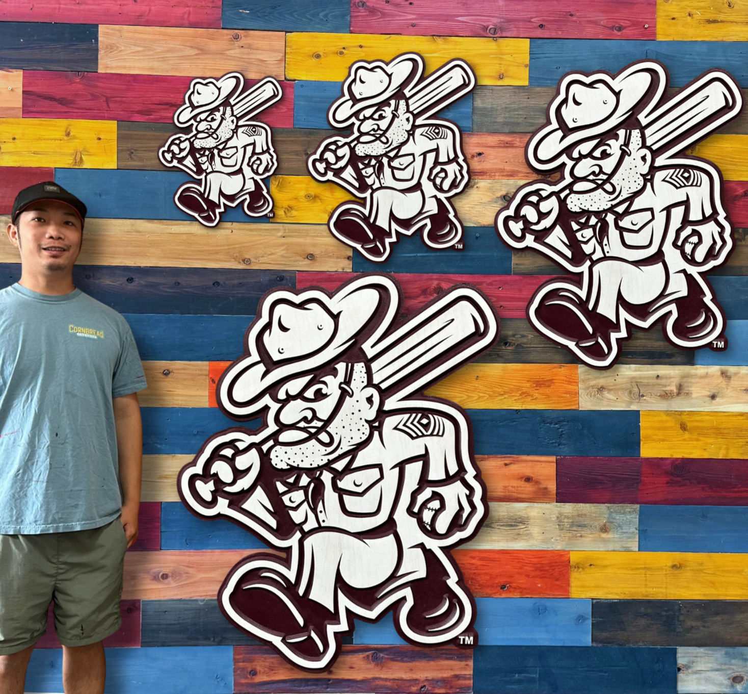 Texas A&M Aggies baseball wood wall decor for fan caves offices and game rooms sizes
