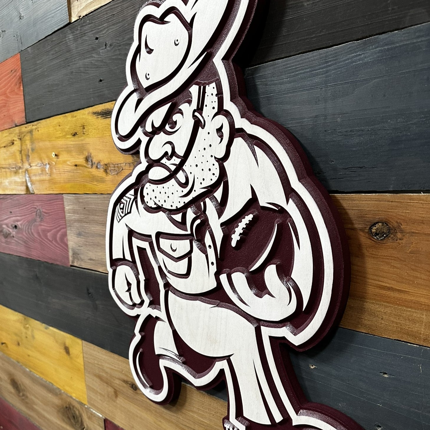 Texas A&M Aggies football mascot wood wall decor for fan caves offices and game rooms