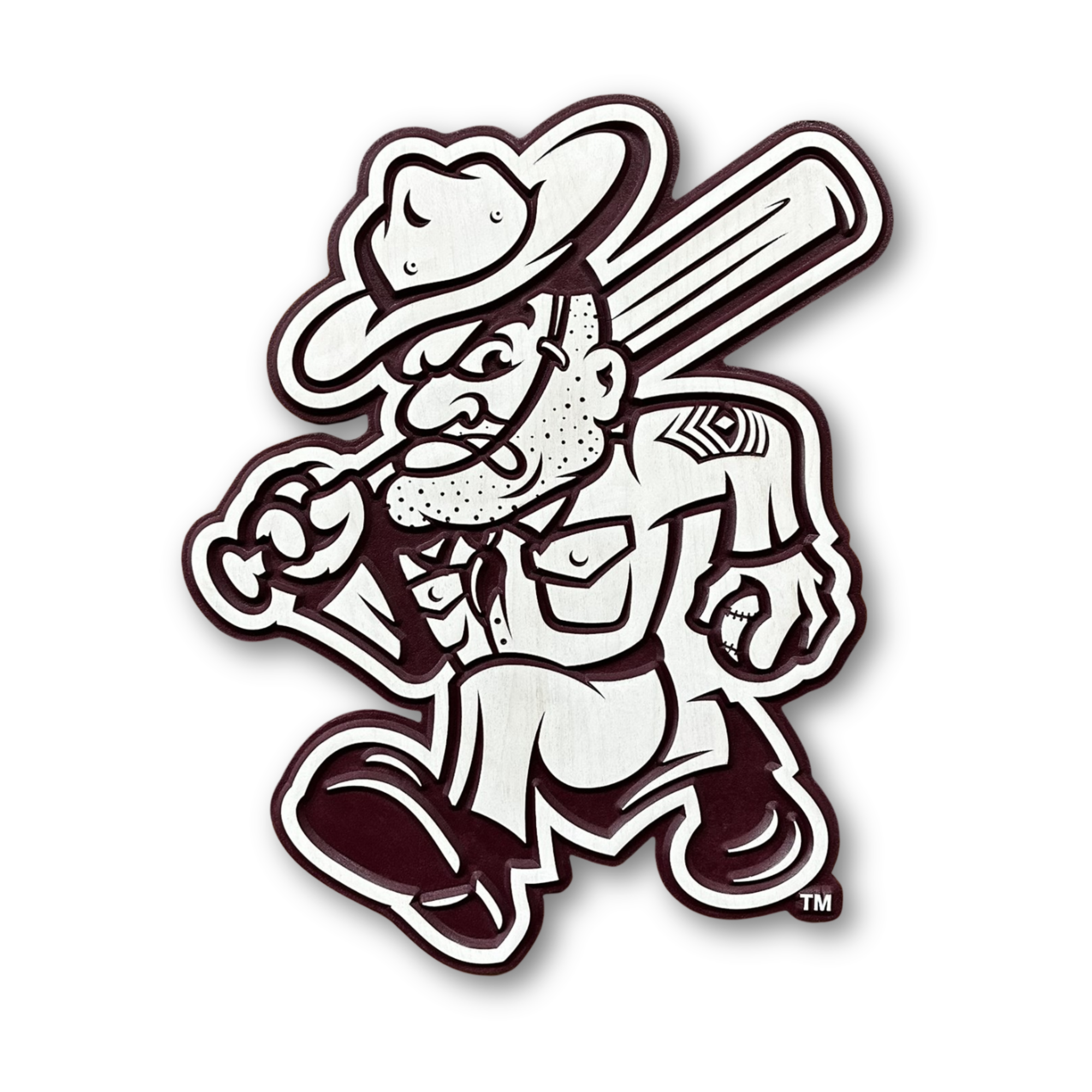 Texas A&M Aggies Ol' Sarge Baseball Mascot Wood Sign handcrafted wall art by Cornbread Custom Signs