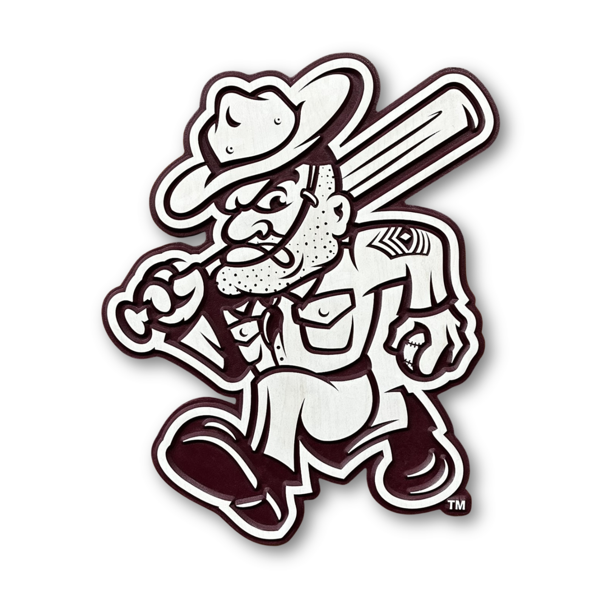 Texas A&M Aggies Ol' Sarge Baseball Mascot Wood Sign handcrafted wall art by Cornbread Custom Signs